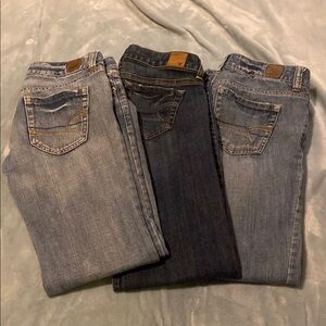 American Eagle Favorite Boyfriend Jeans Trio - Light, Dark, and Medium Wash